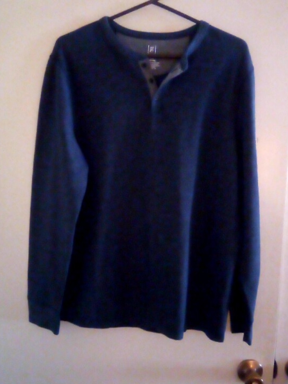 2 George (G) Men's  Rd & Blk Waffled Knit 3 Button Therm. LS Shirt Sz L